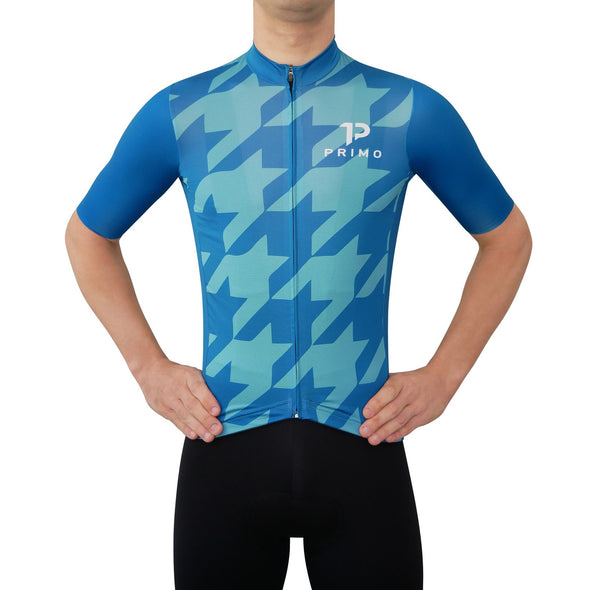 Corsa Houndstooth Forest Blue Jersey - Cigala Cycling Retail