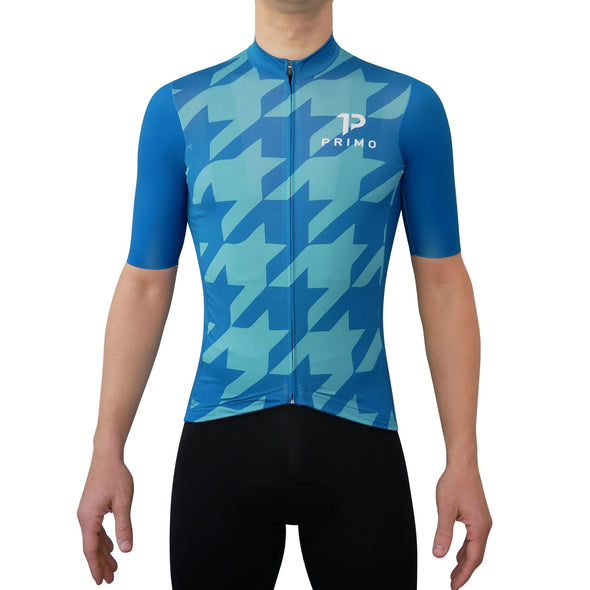 Corsa Houndstooth Forest Blue Jersey - Cigala Cycling Retail