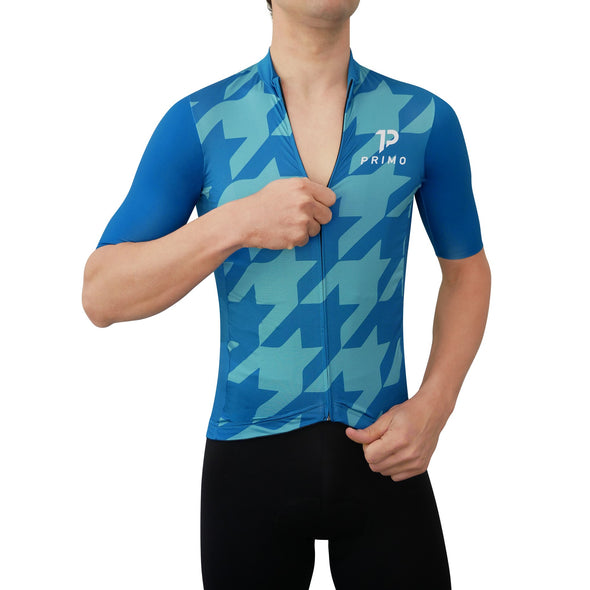 Corsa Houndstooth Forest Blue Jersey - Cigala Cycling Retail